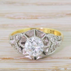 Midcentury 0.86 Carat Transitional Cut Diamond Engagement Ring