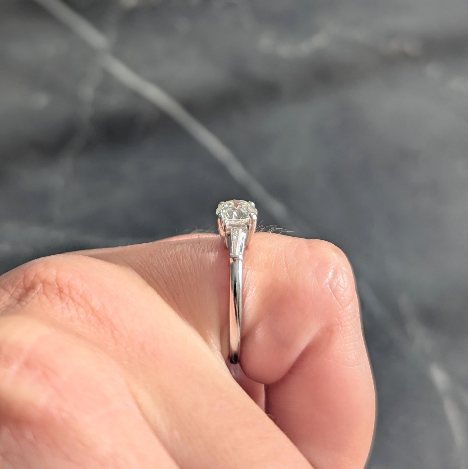 Anello di fidanzamento vintage in oro 14K Mid-Century con diamante europeo antico da 0,89 CTW in vendita 4