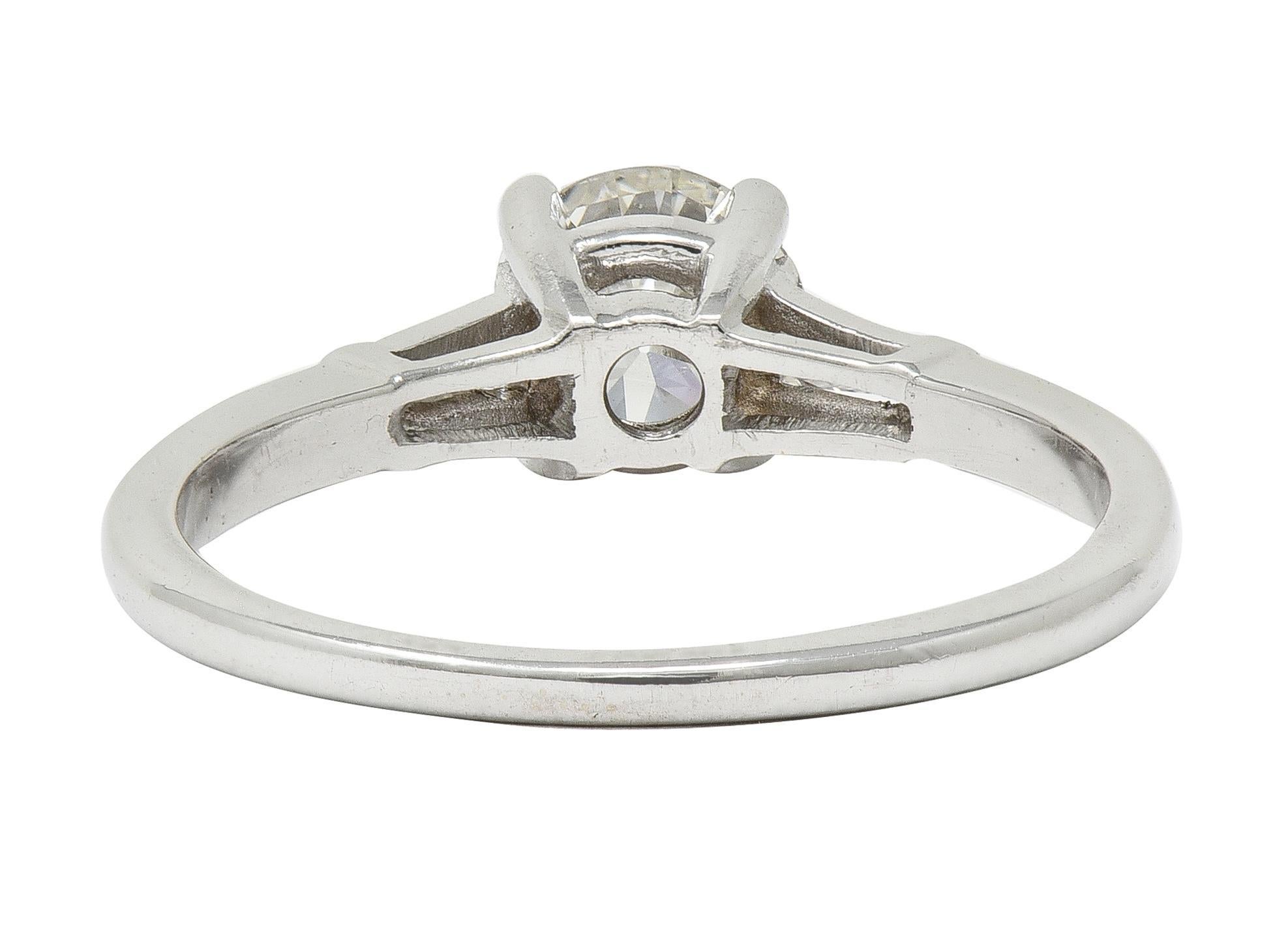 Taglio antico europeo Anello di fidanzamento vintage in oro 14K Mid-Century con diamante europeo antico da 0,89 CTW in vendita