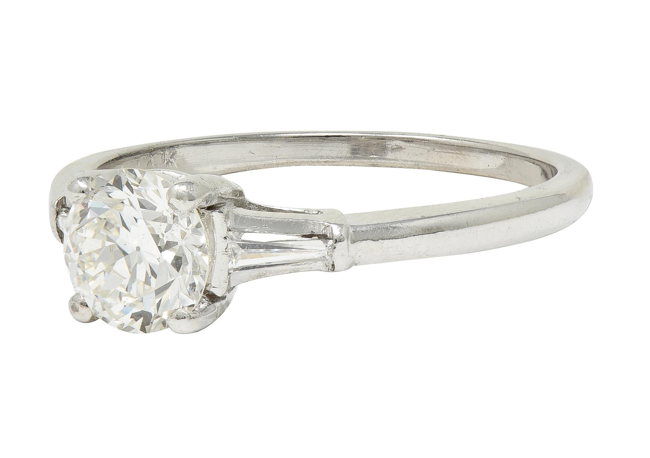 Anello di fidanzamento vintage in oro 14K Mid-Century con diamante europeo antico da 0,89 CTW In condizioni ottime in vendita a Philadelphia, PA