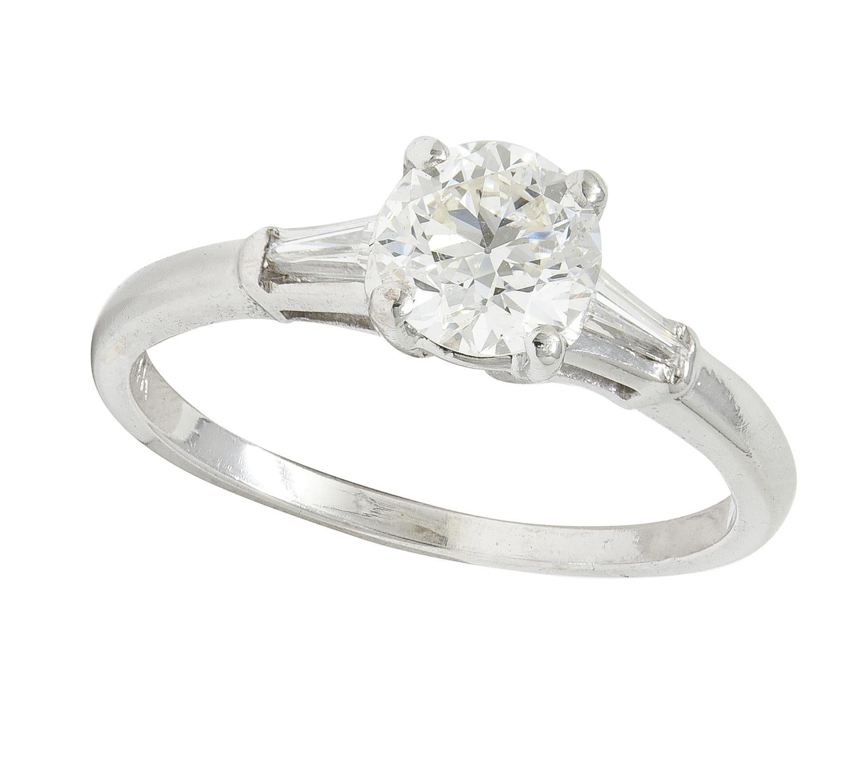 Anello di fidanzamento vintage in oro 14K Mid-Century con diamante europeo antico da 0,89 CTW in vendita 2