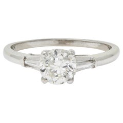 Anello di fidanzamento vintage in oro 14K Mid-Century con diamante europeo antico da 0,89 CTW