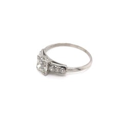Mid Century 0.90 Carat Diamond Solitaire Style Platinum Ring