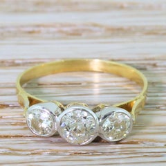 Midcentury 0.96 Carat Old Cut Diamond Trilogy Ring