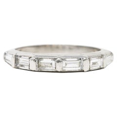 Vintage Mid-Century 1.00 Carat Baguette Diamond Platinum Wedding Band Ring
