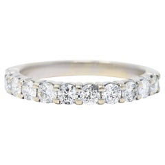 Mid-Century 1.00 Carat Diamond 14 Karat White Gold Wedding Band Ring