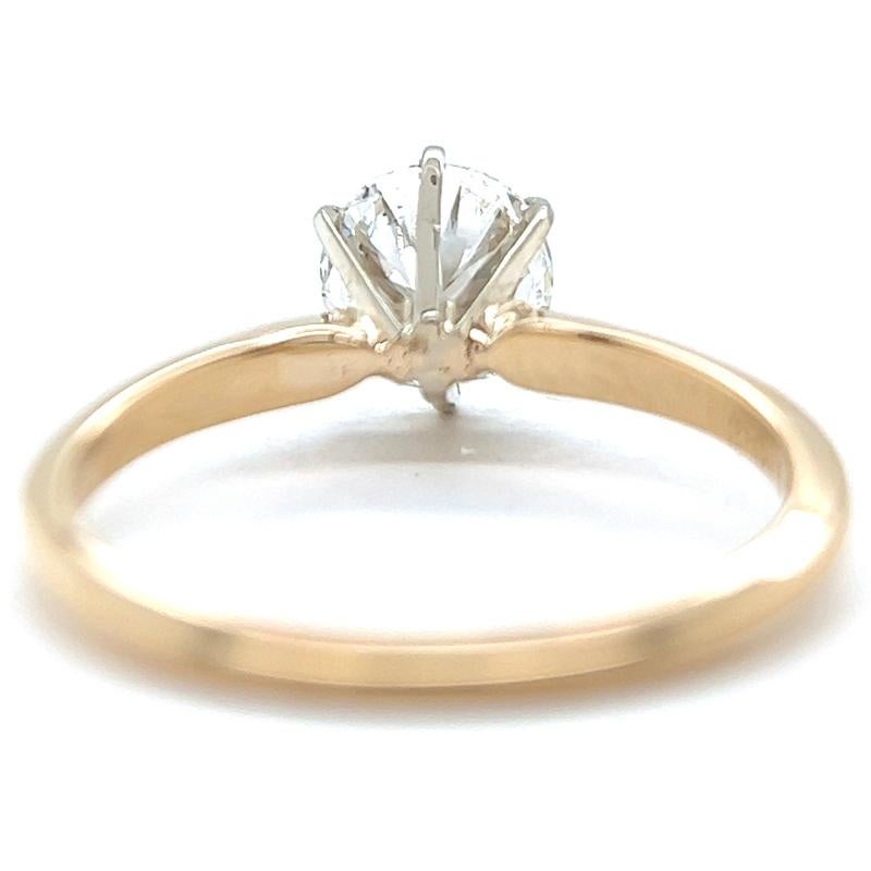 Solitärring aus 14 Karat Gelbgold mit 1,00 Karat rundem Brillantschliff aus der Mitte des Jahrhunderts 1