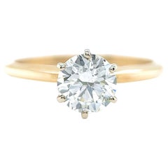 Mid-Century 1.00 Carat Round Brilliant Cut 14 Karat Yellow Gold Solitaire Ring