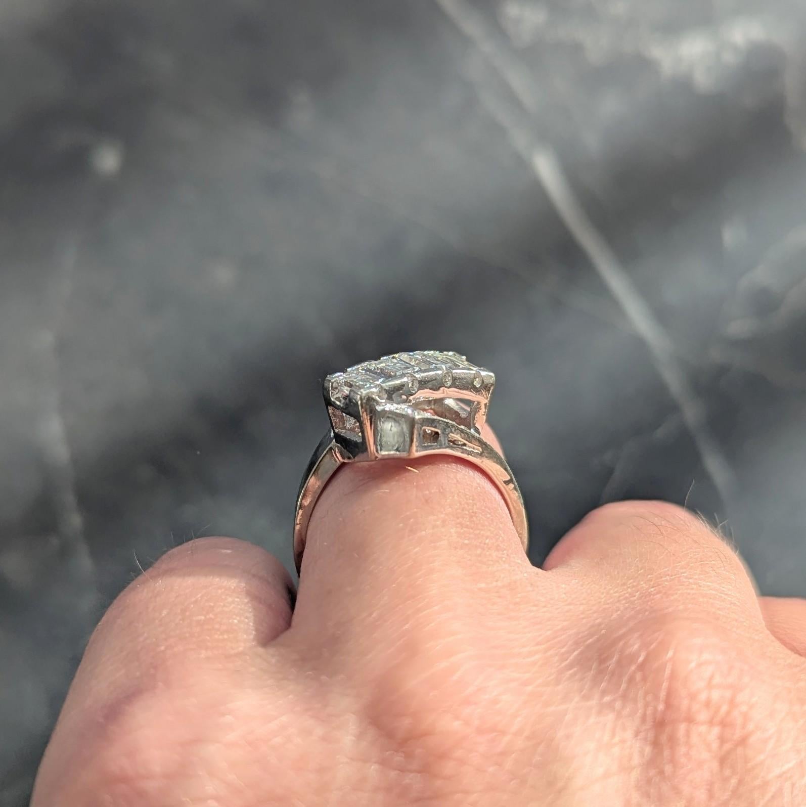 Mid-Century 1,00 CTW Diamant 14 Karat Gold Vintage Band Bypass Ring im Angebot 6