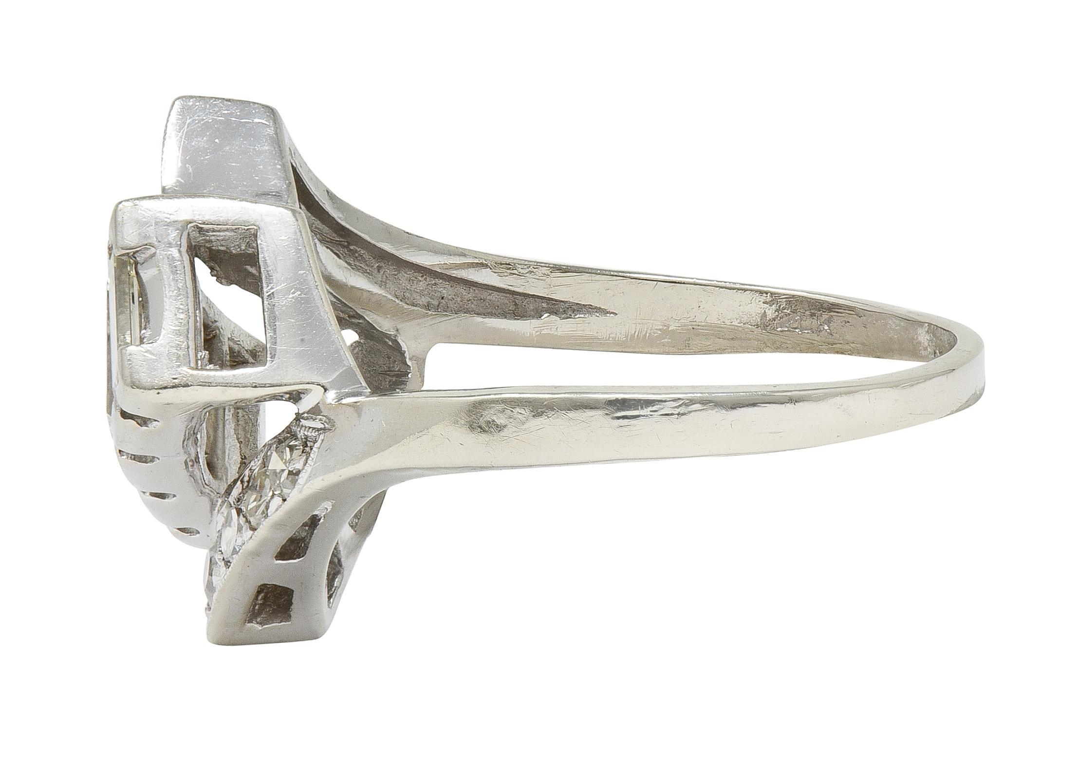 Mid-Century 1,00 CTW Diamant 14 Karat Gold Vintage Band Bypass Ring Damen im Angebot