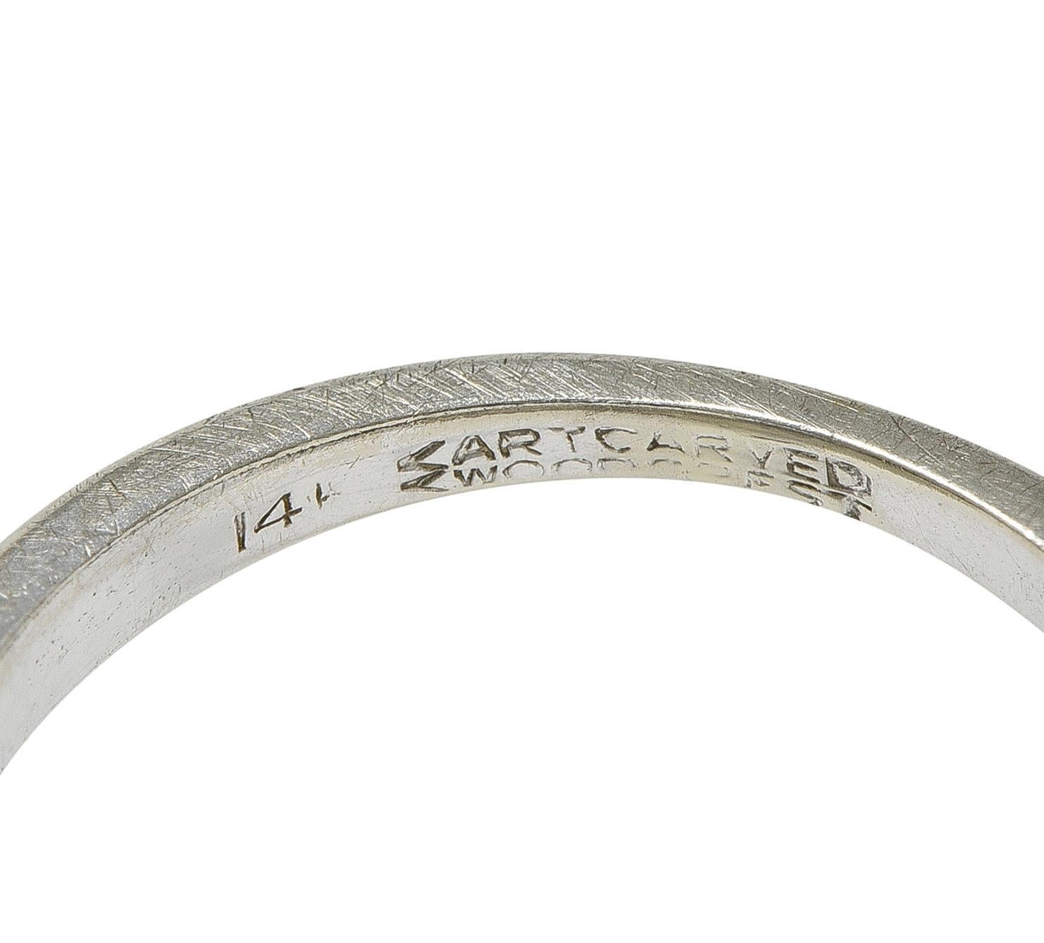 Mid-Century 1.00 CTW Diamond 14K Gold Vintage Two-Row Fishtail Wedding Band Ring For Sale 1
