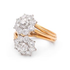 Mid-Century 1.00 Ctw. Old European Cut Diamond Cluster Toi et Moi Ring