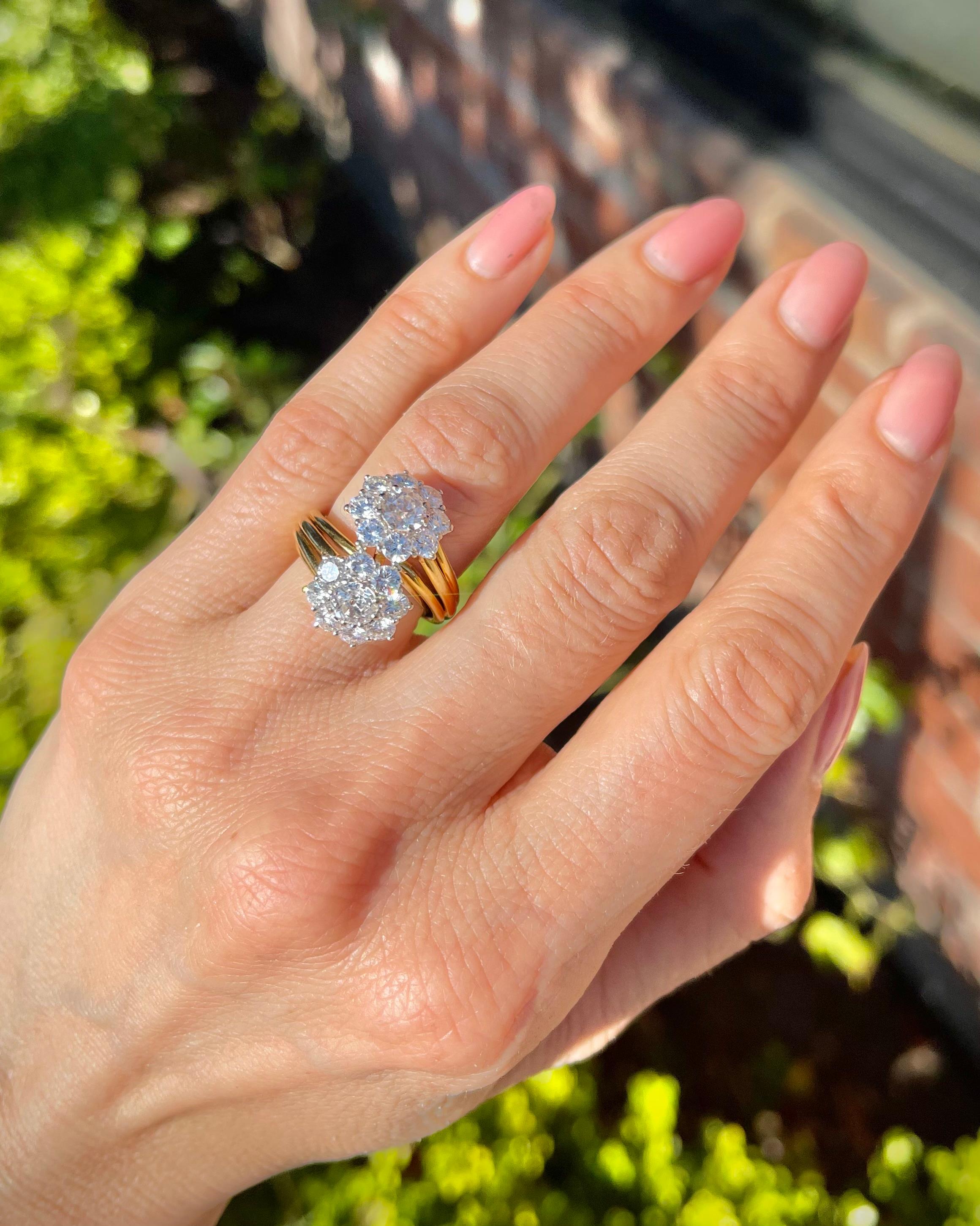 Mid-Century 1.00 Ctw. Bague Toi et Moi en diamant taillé dans l'ancienne Europe Excellent état - En vente à Los Angeles, CA