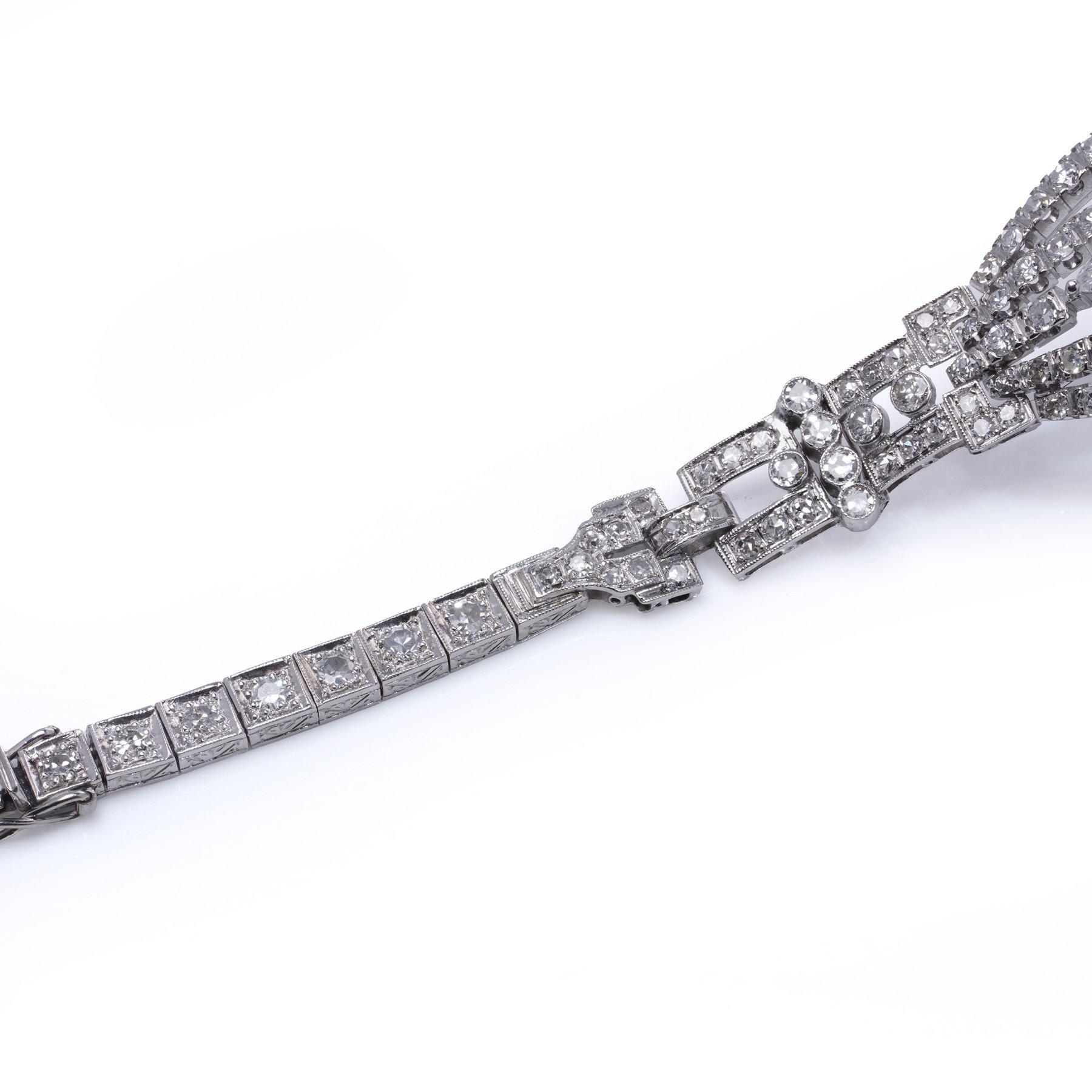 Mid-Century 10.00 carat diamond bracelet in 18K White Gold & Platinum For Sale 2