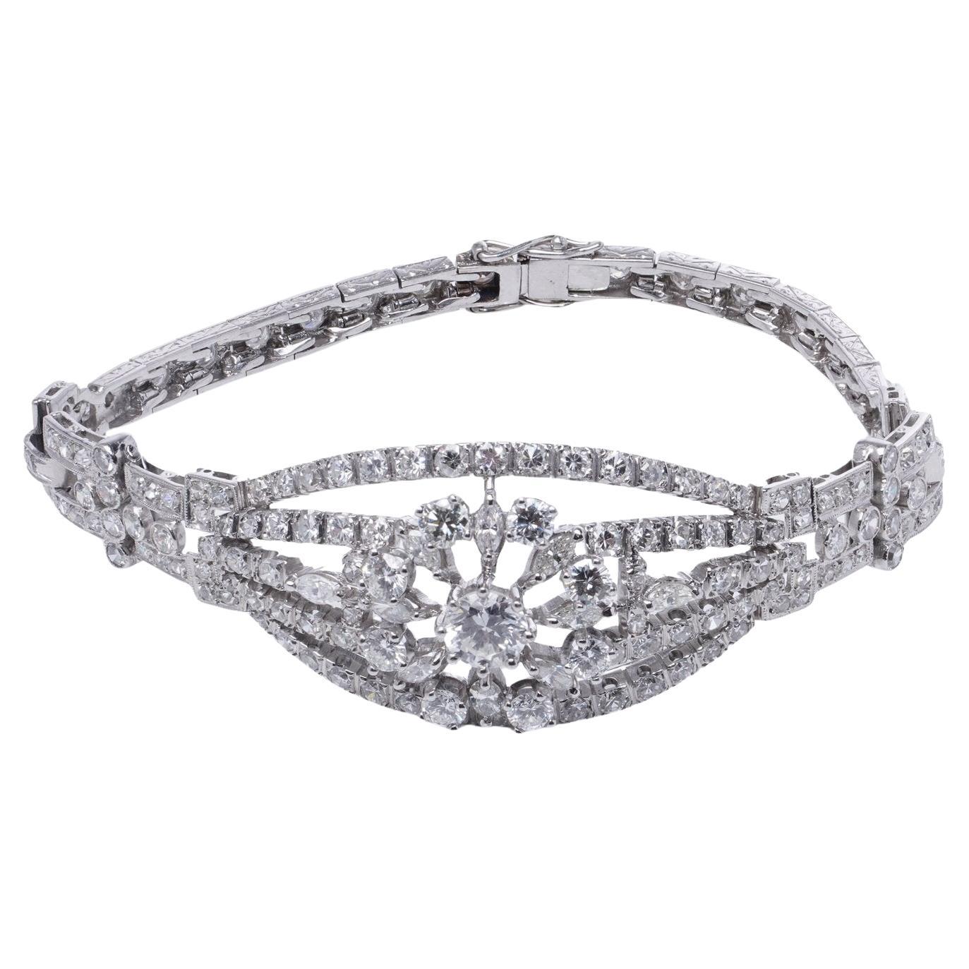 Mid-Century 10.00 carat diamond bracelet in 18K White Gold & Platinum