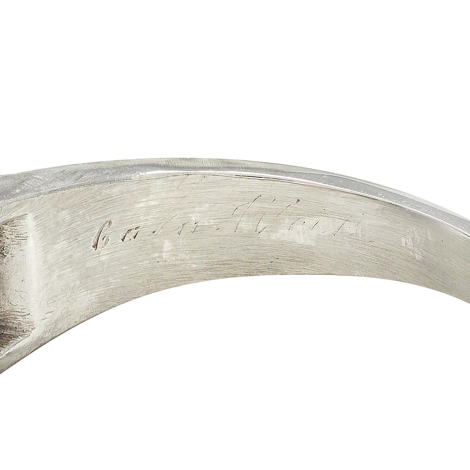 Bague vintage du milieu du siècle, saphir de Ceylan de 10.04 carats, sans chaleur, diamant et platine, certifié GIA en vente 5