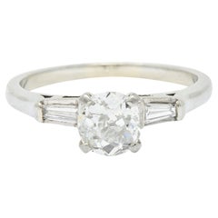 Mid-Century 1.03 Carats Old Mine Diamond 18 Karat White Gold Engagement Ring