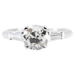 Vintage Mid Century 1.03CTW Three Stone Diamond Engagement Ring in Platinum