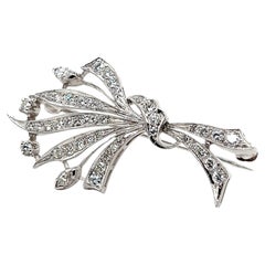 Mid Century 1.04tcw Diamond 14k White Gold Spray Brooch 1950s