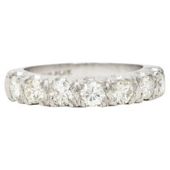Anillo cola de pez de platino con diamantes de corte transicional de 1,05 quilates de mediados de siglo