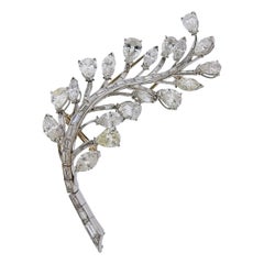 Midcentury 10.50 Carat Diamond Platinum Brooch Pin