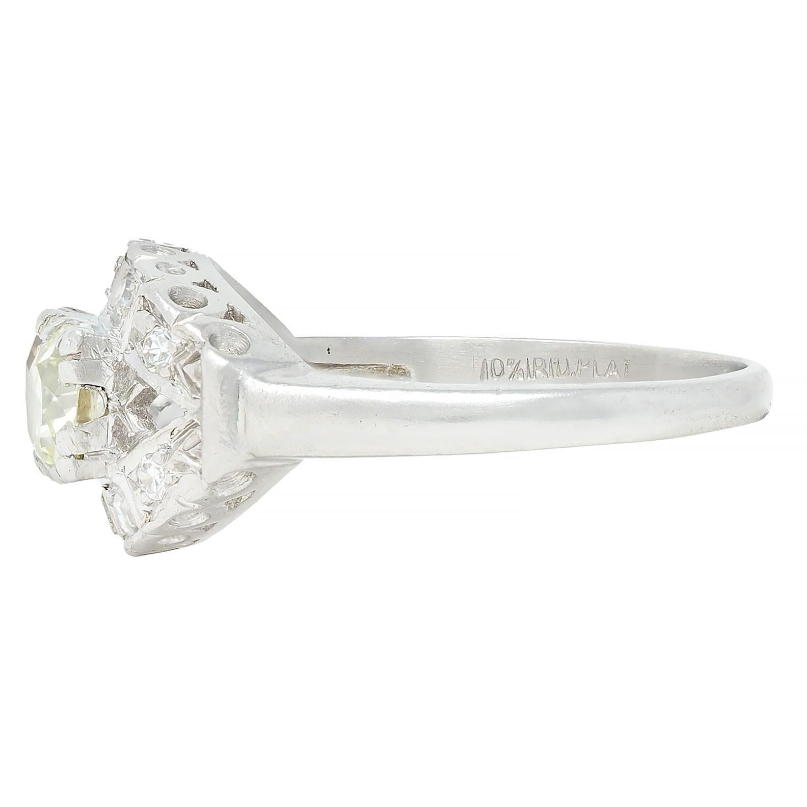 Mid-Century 1.07 CTW Diamond Platinum Toi-Et-Moi Marquise Vintage Ring For Sale 1