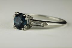 Mid-Century 1.08-Carat Blue Montana Sapphire and Diamond Ring