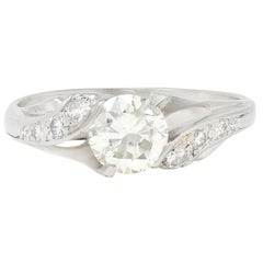 Mid-Century 1.08 CTW Diamond Platinum Vintage Bypass Engagement Ring
