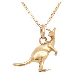 Mid-Century 10k Gold Kangaroo Charm for a Bracelet