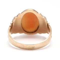 Midcentury 10 Karat Yellow Gold and Carved Cameo Ring