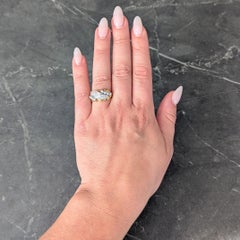 Mid-Century 1.12 CTW Diamond Platinum 18 Karat Gold Vintage Twist Band Ring