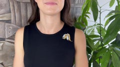 Mid Century 11.40 Carats Diamonds 18 Karat Yellow Gold Feather Brooch