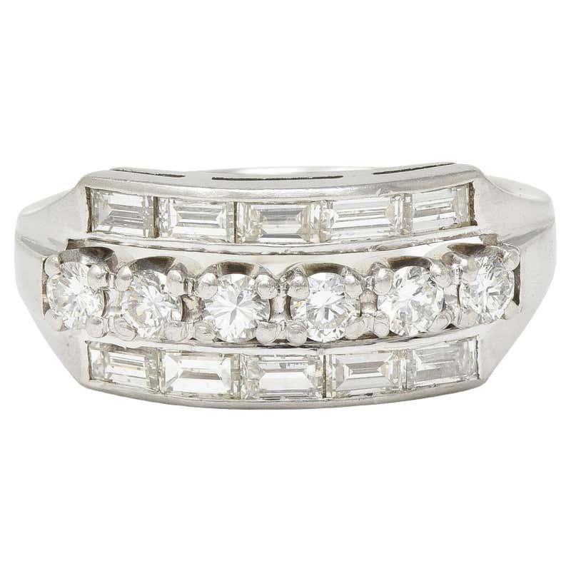 Gemlok Diamond Three Rows Stacked Platinum Ring For Sale at 1stDibs