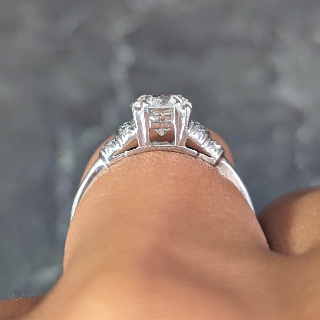 Mid-Century 1.16 CTW Diamond Platinum Tiered Vintage Engagement Ring GIA For Sale 10