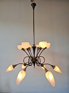 Mid Century 12-Arm Brass Chandelier attr. to Arredoluce, Italy 1950s