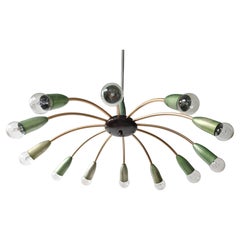 Mid Century 12-Arm Spider or Sputnik Chandelier in the style of Stilnovo, Italy