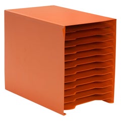 Midcentury 12 Slot Desktop File Holder, Large, Refinished in Tangerine