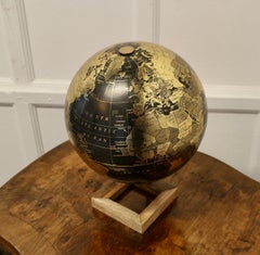 Mid Century 12” Terrestrial Black and Gold Globe