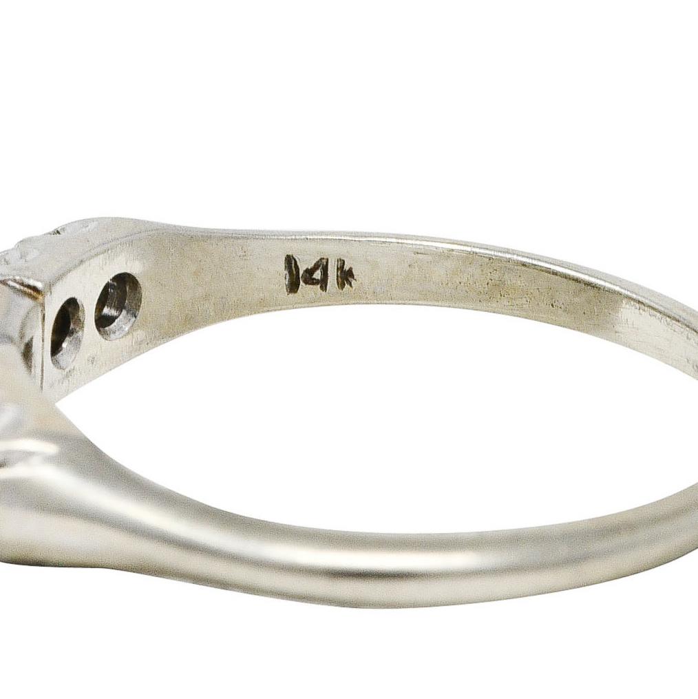 Women's or Men's Mid-Century 1.20 Carats Diamond 14 Karat White Gold Engagement Ring GIA