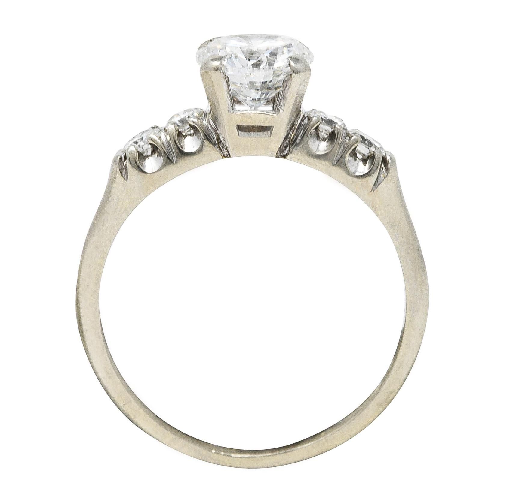 Mid-Century 1.20 Carats Diamond 14 Karat White Gold Engagement Ring GIA 1