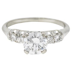 Mid-Century 1.20 Carats Diamond 14 Karat White Gold Engagement Ring GIA