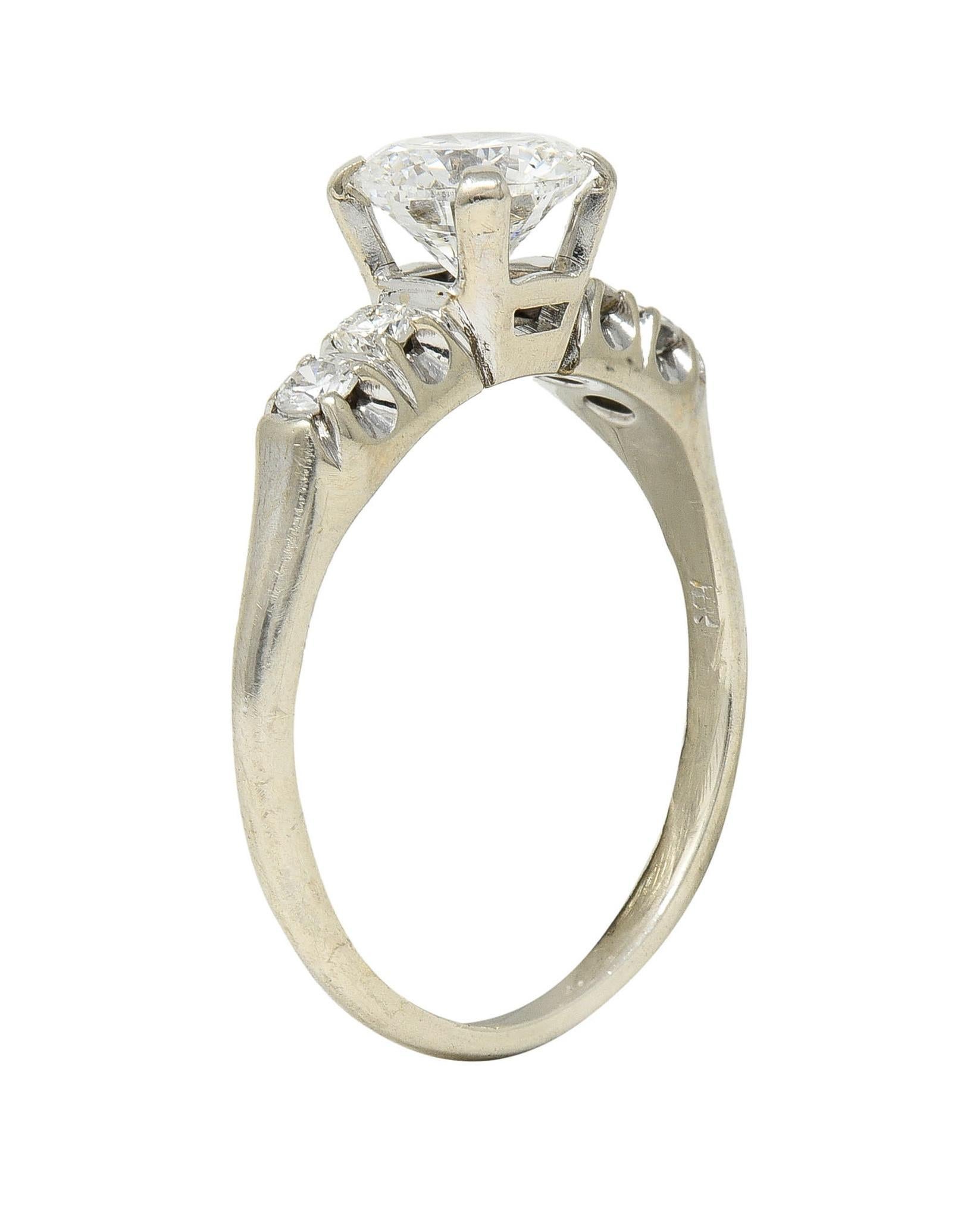 Mid-Century 1.20 Carats Diamond 14 Karat White Gold Vintage Engagement Ring GIA For Sale 8