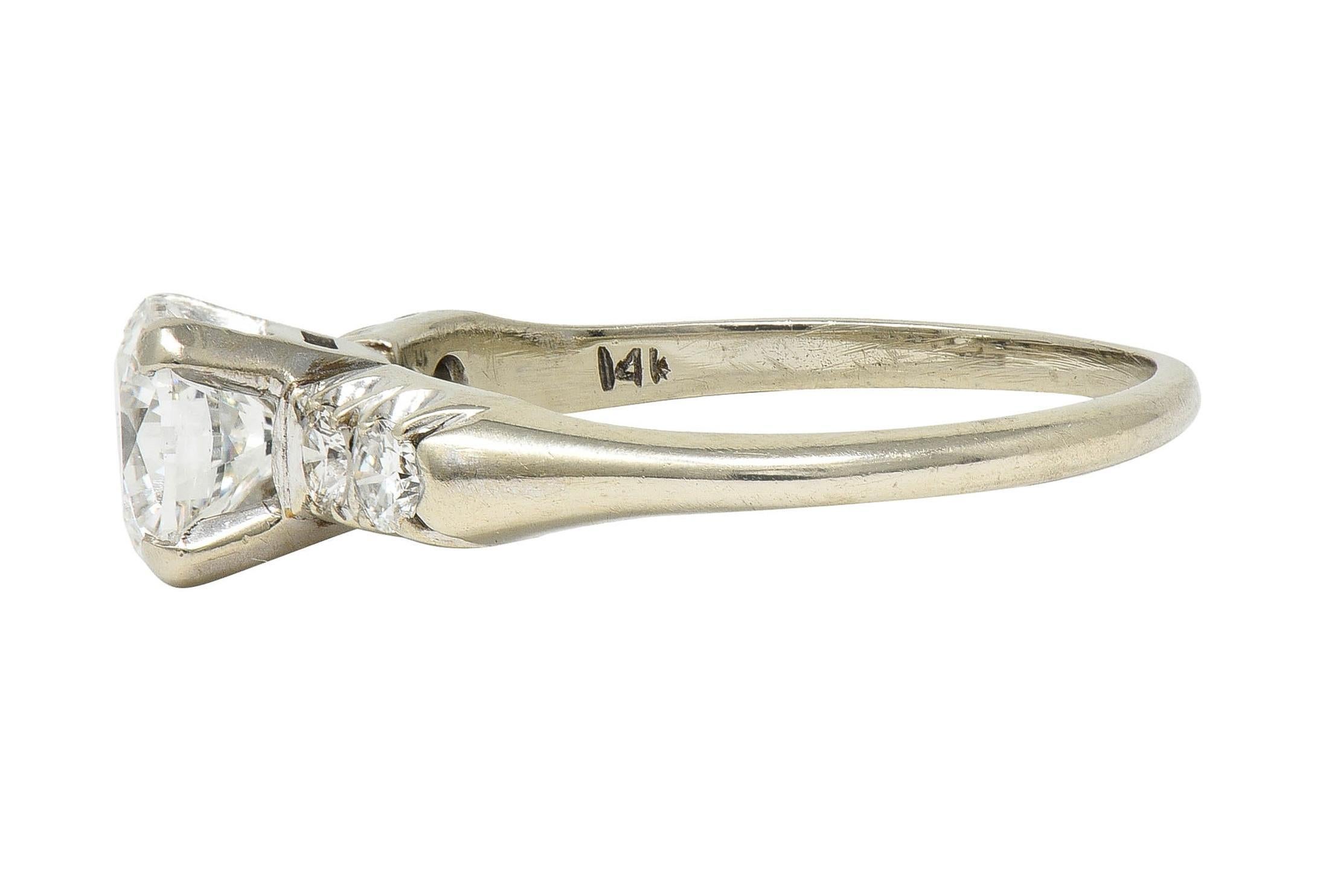 Mid-Century 1.20 Carats Diamond 14 Karat White Gold Vintage Engagement Ring GIA For Sale 2