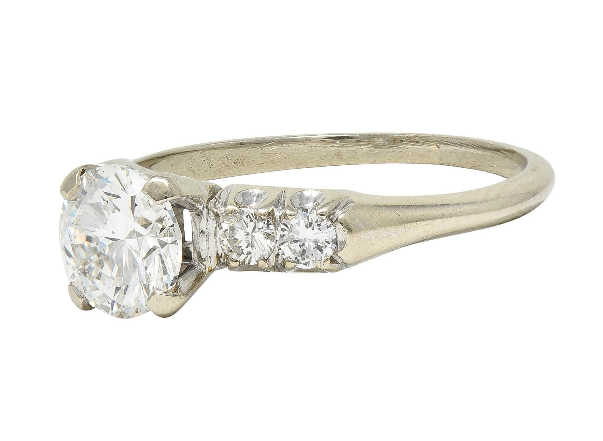 Mid-Century 1.20 Carats Diamond 14 Karat White Gold Vintage Engagement Ring GIA For Sale 3