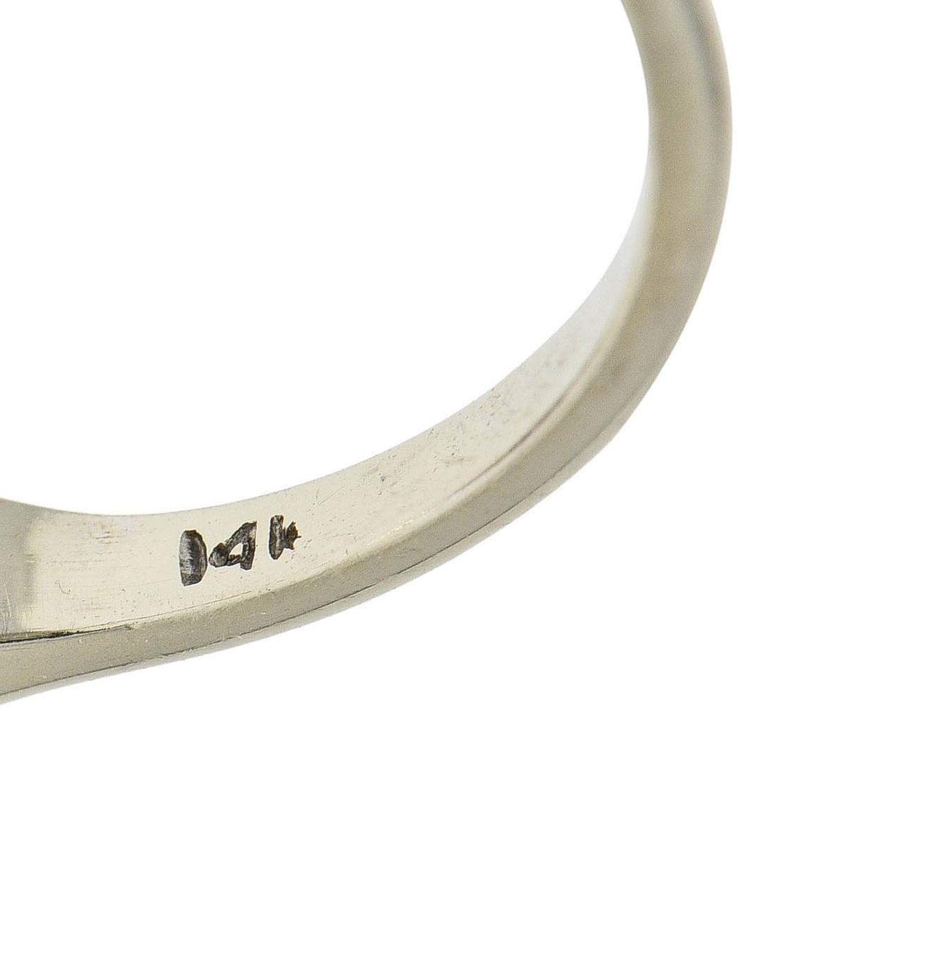Mid-Century 1.20 Carats Diamond 14 Karat White Gold Vintage Engagement Ring GIA For Sale 4