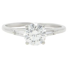Vintage Mid-Century 1.20 CTW Transitional Cut Diamond Platinum Engagement Ring