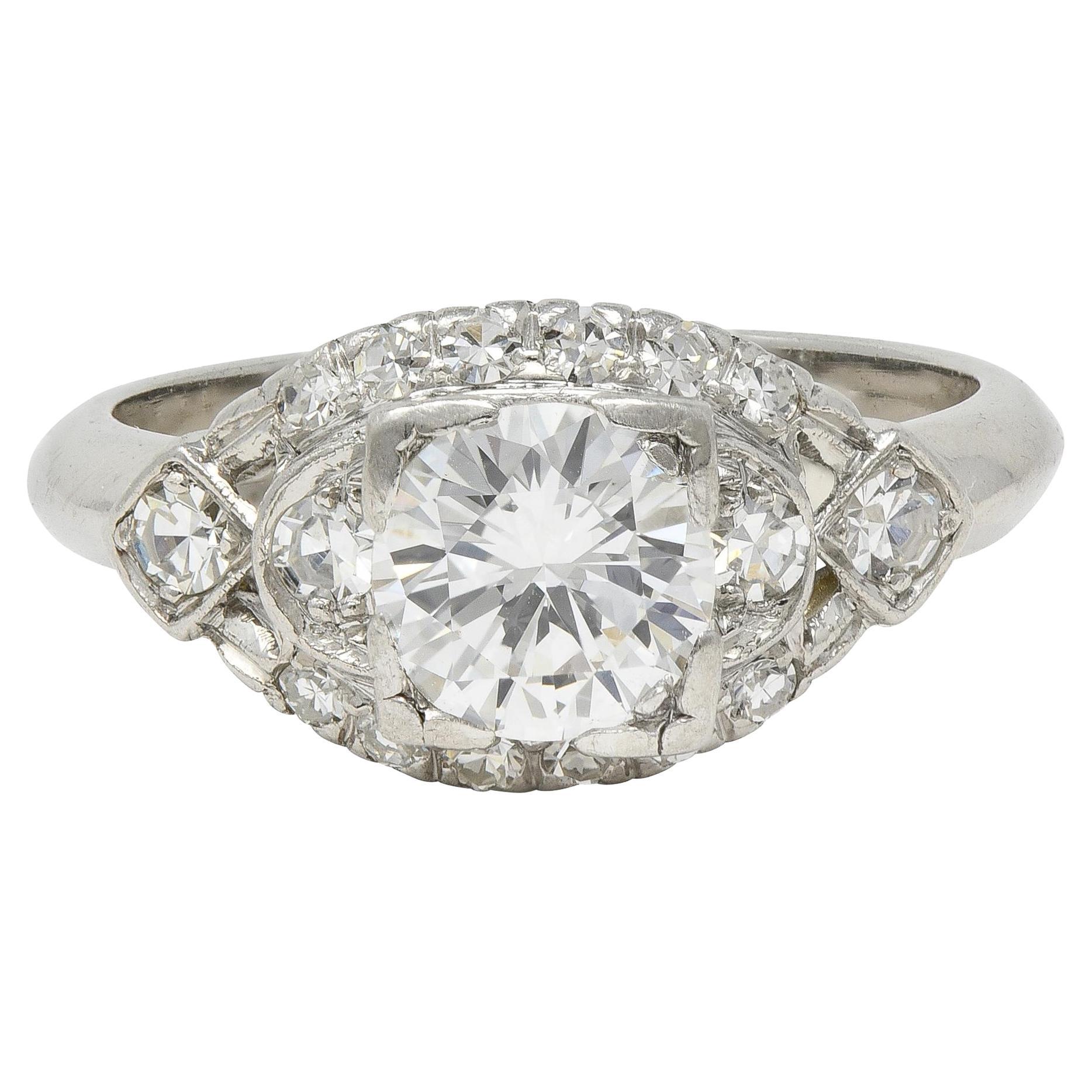 Mid-Century 1,24 CTW Diamant Platin Vintage Cluster Verlobungsring