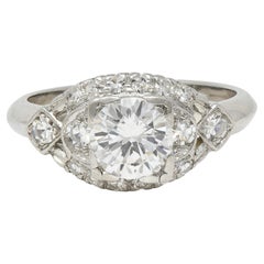 Mid-Century 1,24 CTW Diamant Platin Vintage Cluster Verlobungsring