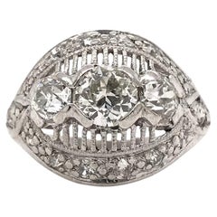 Vintage Mid Century 1.25 DTW Diamond and Platinum Ring