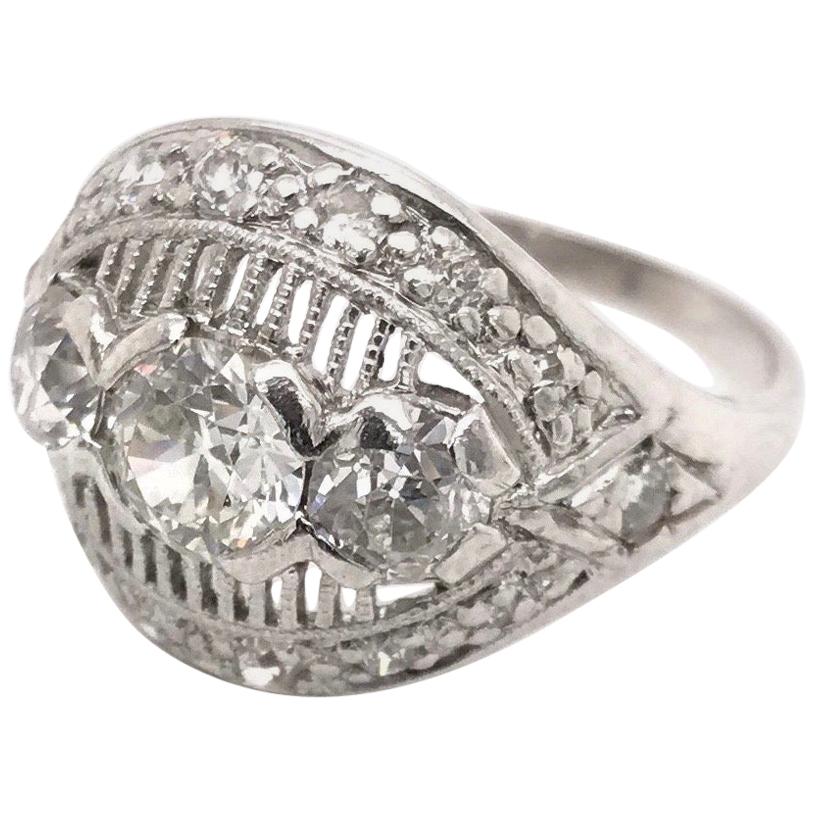 Midcentury 1.25 Carat Platinum Diamond Ring
